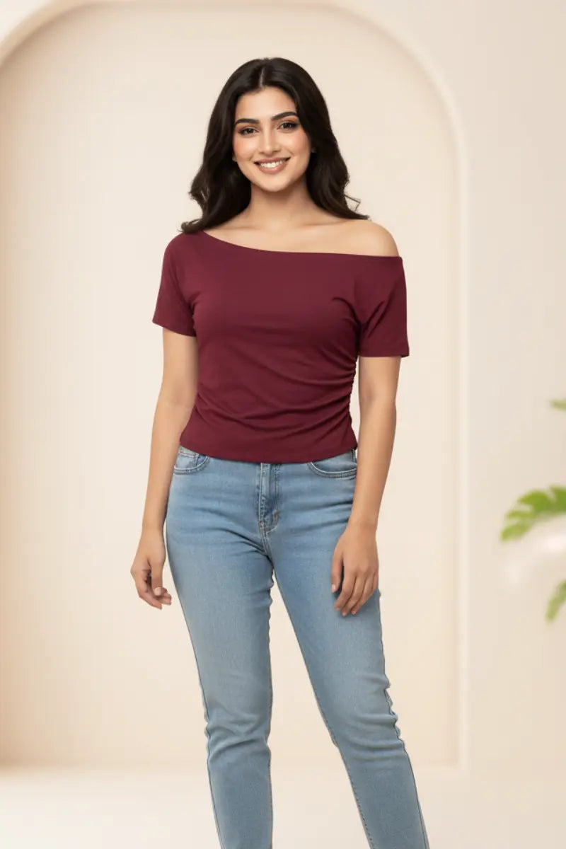 Off-shoulder T-shirt